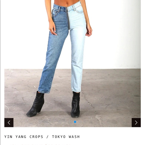 Revice Yin Yang Two Tone Crop Zipper Denim New Without Tag - Picture 7 of 13